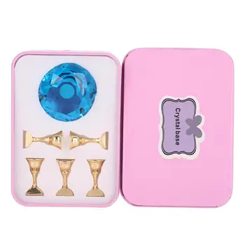 

TMISHION 4 Colors Magnetic Rhinestones Nail Practice Stand Base Crystal Holder Nail Display Stand + 5pcs Alloy Nail Tips Holder