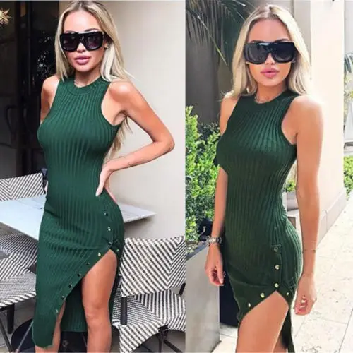 Single Slit Neck Sheath Dress