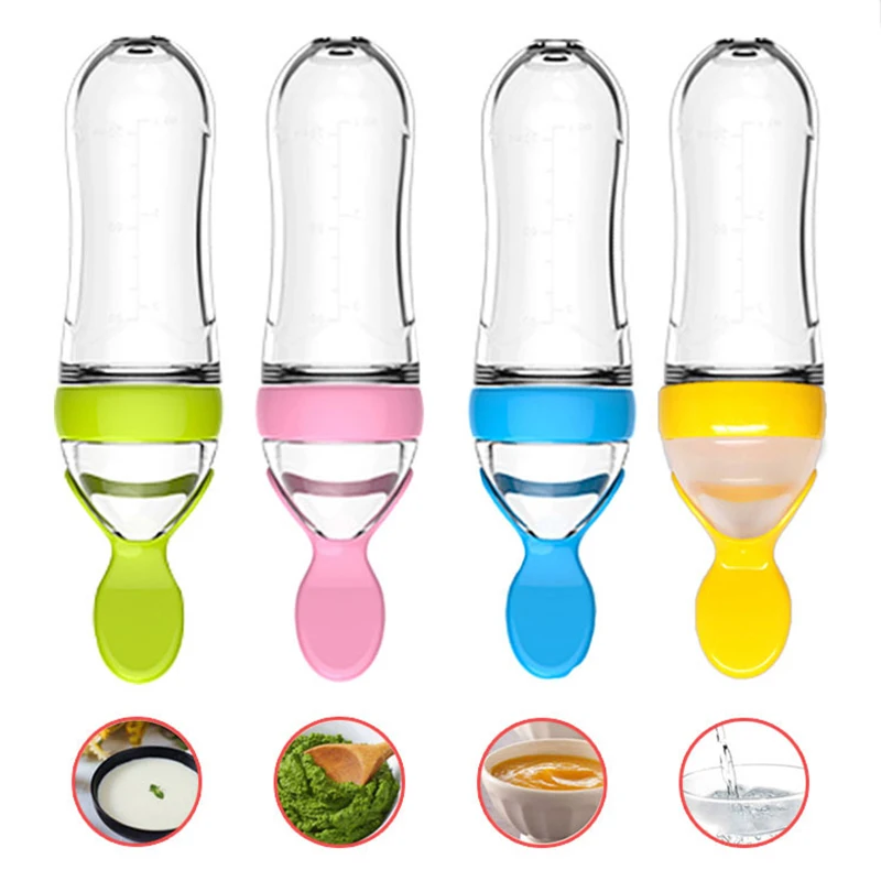 Baby Solid Feeder Utensils Baby Food Tool Milk Bottle With Spoon