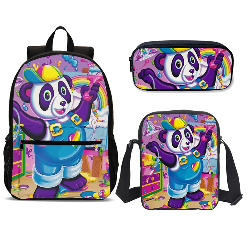 ##BUY Fashion Brand Colorful Panda School Bag Set For Teenage Girls Cute Junior Primary Student Kids Backpacks Large Children Bookbags