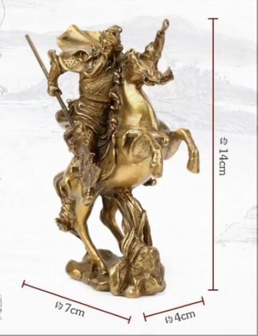 bronze statue 14 cm */ Chinese  Hero Guan Gong Guan Yu ride on horse 