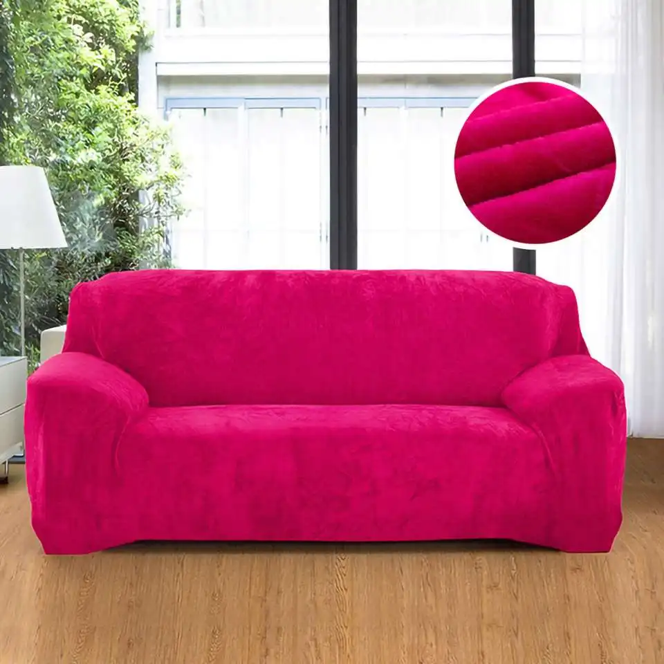 Homesick 1 шт. плюшевый диван Fabirc, Натяжная мебель, угловой диван, универсальный чехол для дивана для гостиной - Цвет: Rose red