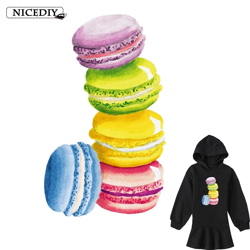 

Nicediy Cute Macaron Cake Patch For Clothing Sticker For Children Boy Girl Patches T-shirt Heat Transfer Vinyl Sticker Aqqlique