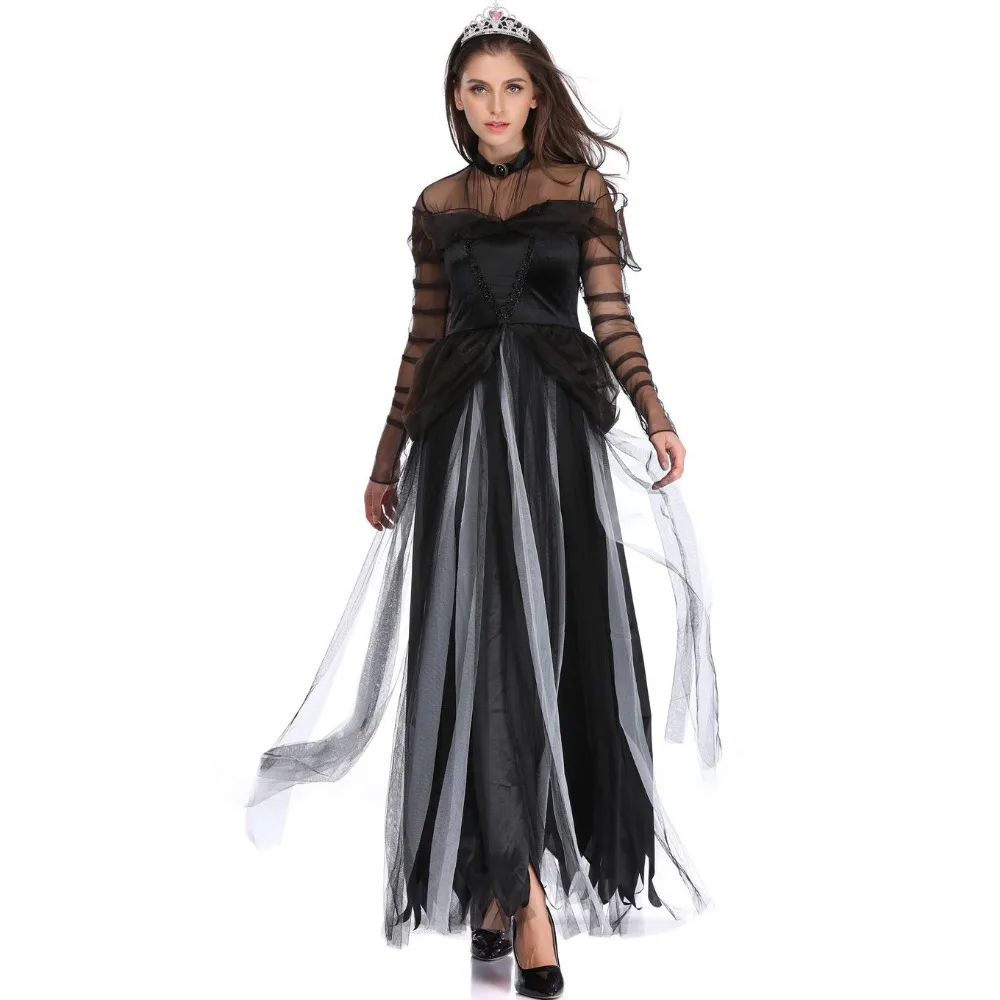 

High Quality Scary Costume Ghost Bride Halloween Costume Sexy Women Soft Dress Vampire Witch Cosplay Carnival Costume