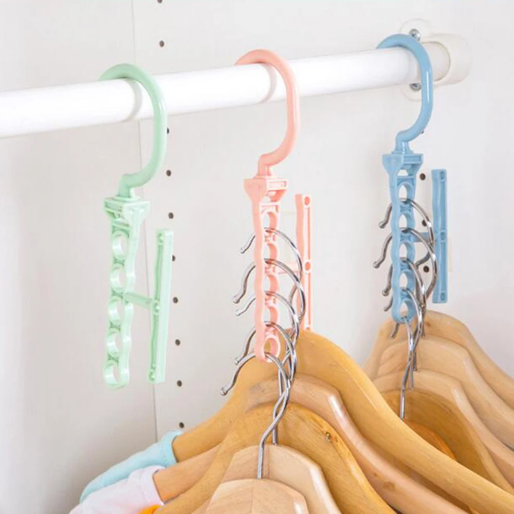 

Plastic 5 Circle Multilayer Windproof Clothes Hanger Organizer Fixed Holder Storage Racks Buckle Hanger Anti-Slip Home Dropshipp