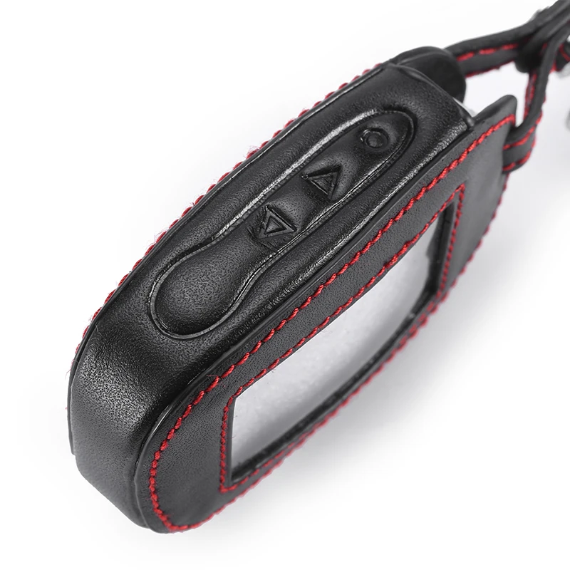 Koop B92 Leer Gevallen Voor StarLine B92 B62 B64 B95 LCD Alarm Afstandsbediening Sleutelhanger Cover Auto Styling met Sleutel Ring