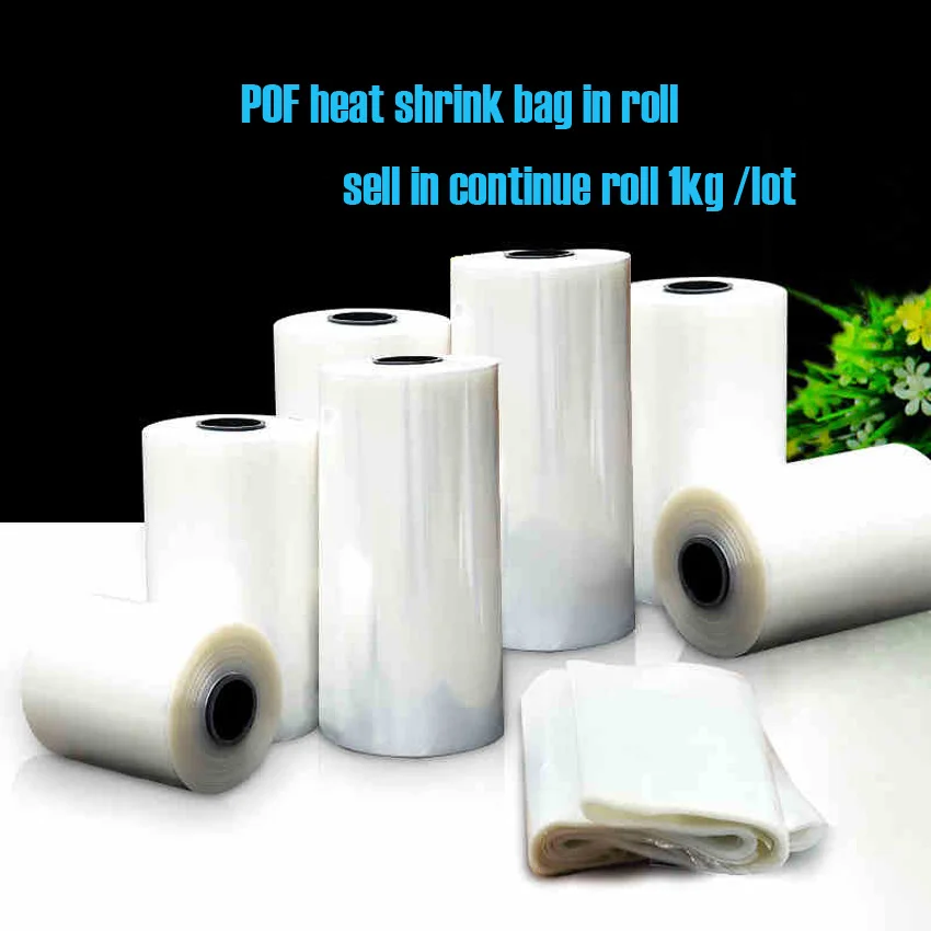 1kg/roll 5/6/7/ 32cm widths POF Heat Shrink Wrap tube wholesale in roll Clear Plastic Polybag