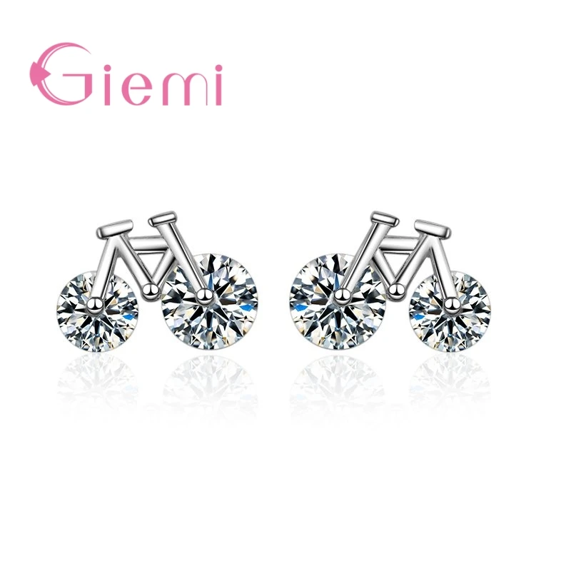 Top Quality Bicycle Shape Crystaland CZ Stud Earrings for Lovely Girls Wedding Ceremony Accessories | Украшения и аксессуары