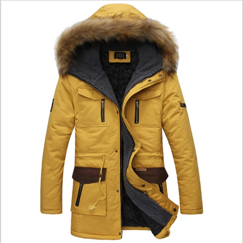 New 2016 Winter Cotton Coat Men Wadded Jacket Fur Collar