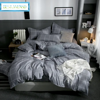 

BEST.WENSD Luxury Twin FUll Queen king size soft Duvet cover reactive prints lattice quilt cover Grey durability dekbed overtrek
