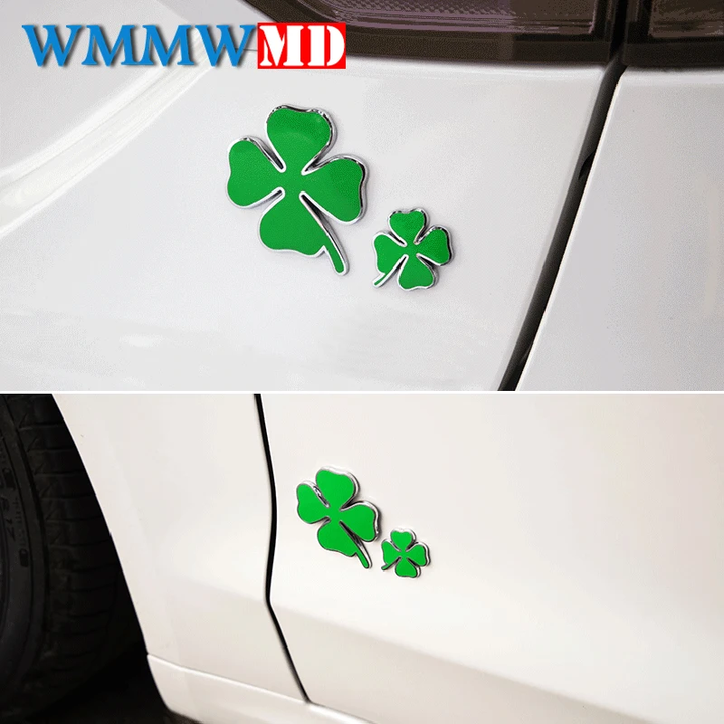 3D Metal Four Leaf Clover Quatrefoil Green Emblem Badge Sticker Per Alfa Romeo Giulietta Giulia Mito 147 156 159 166 Spider Gt