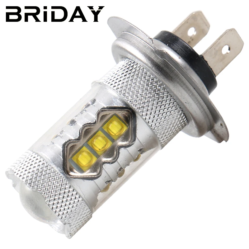 

BRIDAY 2pcs H7 80w front Fog Lights LED car styling Daytime Running Light for cars fog Lamp Bulbs led lights DC 12V
