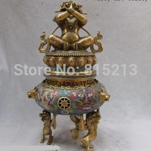 Bi0011821 Pure Bronze перегородчатой Махакалы Ваджрабхайравы Буддизм курильница Курильница