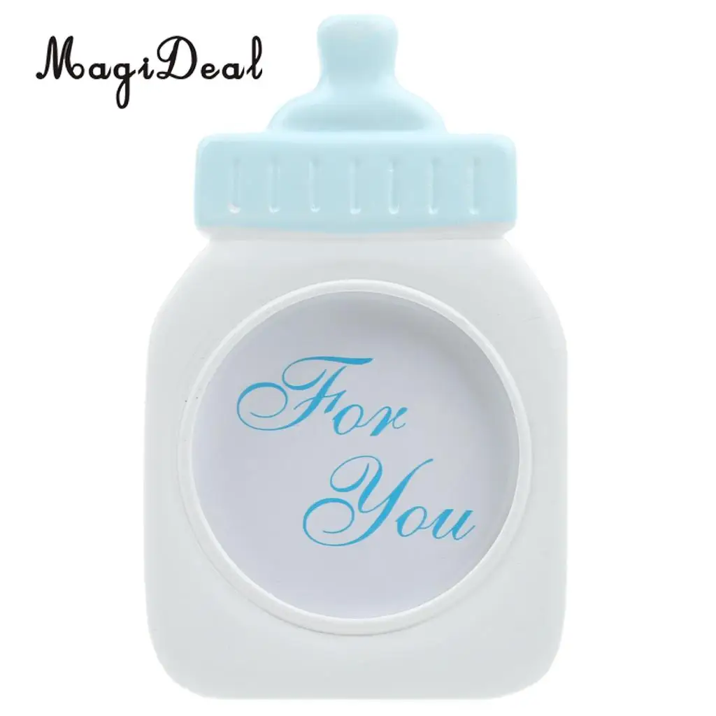 MagiDeal Decorative Blue/Pink Baby Bottle Shape Photo Frame Home Decor