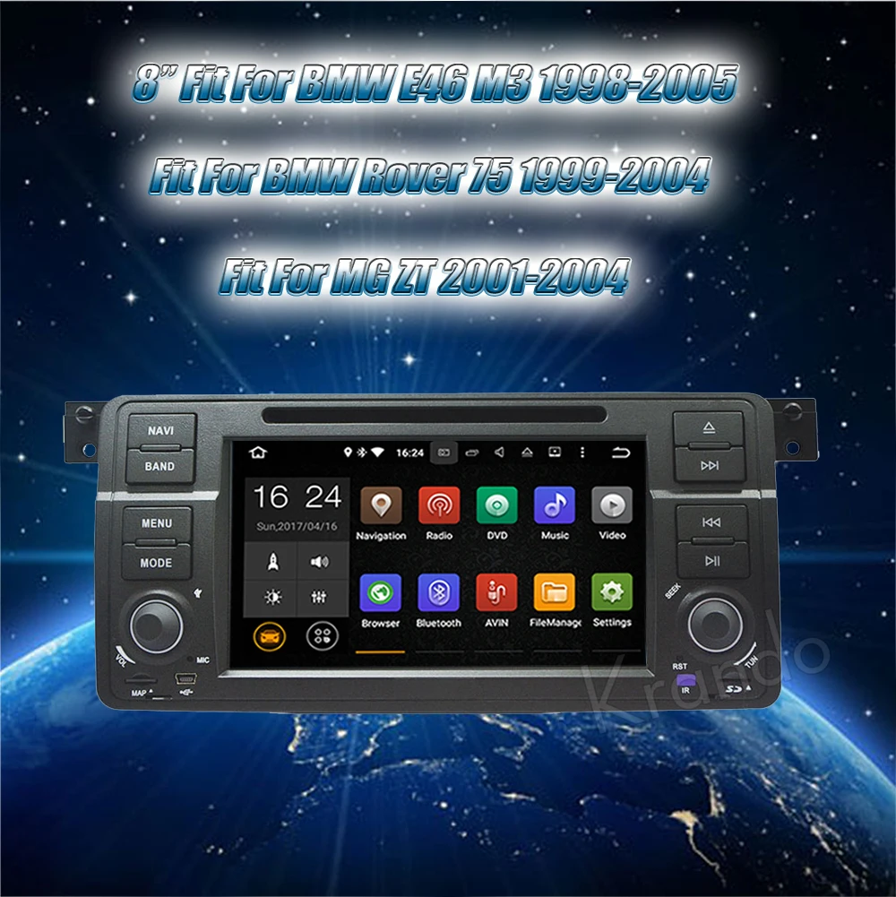 Top Krando Android 8.1 car radio gps dvd player android navigation multimedia for bmw e46 m3 rover 75 ZT MG 1998-2005 WIFI 3G DAB+ 1