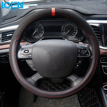 

LOEN New Style Winter Black Suede Car Steering Wheel Cover for Sport Car Auto Steering Wheel Diameter 38cm 2 Colors to Chose