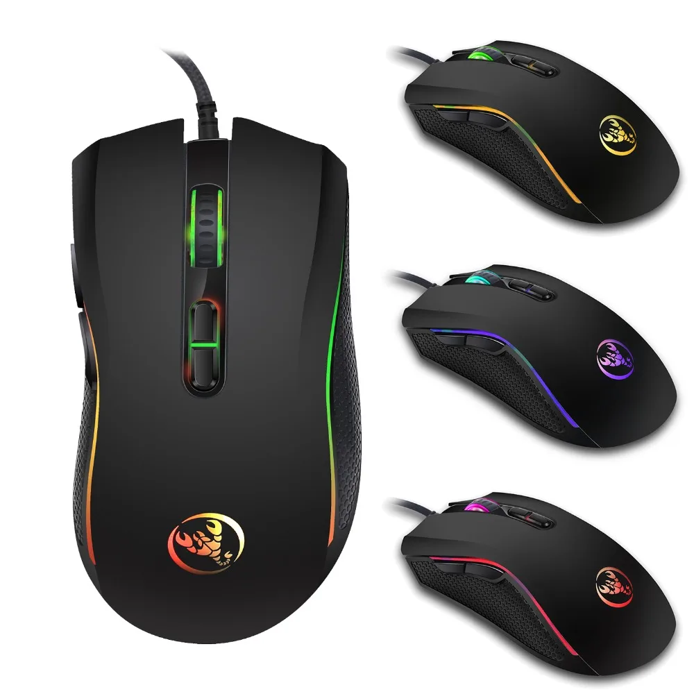 HXSJ 3200 dpi 7 кнопок, 7 цветов, светодиодный, оптическая, USB Проводная мышь, геймерские мыши, компьютерная мышь, игровая мышь для Pro Gamer