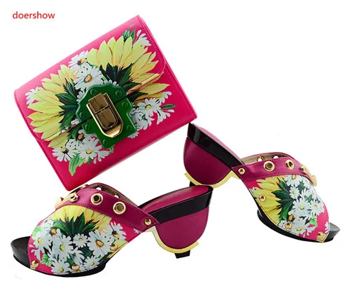 doershow New Fashion Italian Ladies Shoe and Bag Set Mathing Shoes and Bags for African Party Nigerian Fashion Shoes bag TGF1-5
