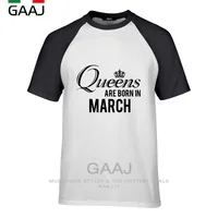 Man Women T Shirt Print Letter Letter Queens Are Born In  MARCH Raglan Sleeve Hit Color Collar Men Woman Unisex Funny T Shirt