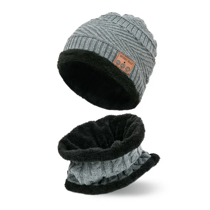 Мужская и женская Bluetooth шапка Беспроводная вязаная шапка для наушников зимняя теплая вязаная шапка комплект - Цвет: H