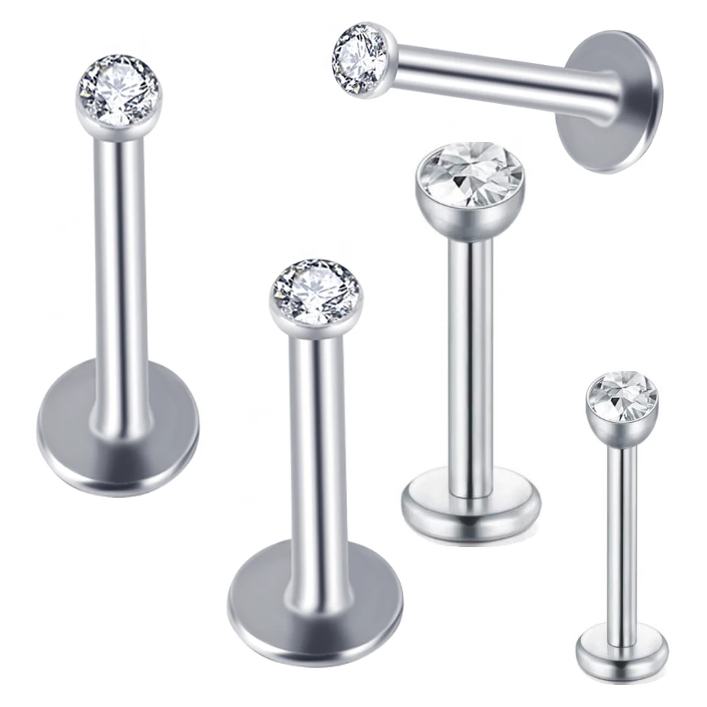 

JUNLOWPY 1Pcs Surgical Steel Interanlly Labret Stud Lip Piercing Ear Cartilage Tragus Daith Helix Ring Fashion nariz aro oreill