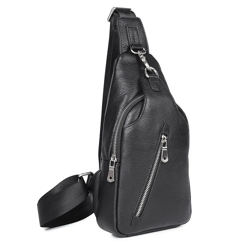 

Men Genuine Leather Chest Bag Famous Brand Sling Back Pack Male Shoulder Vintage Messenger Bags 4016-