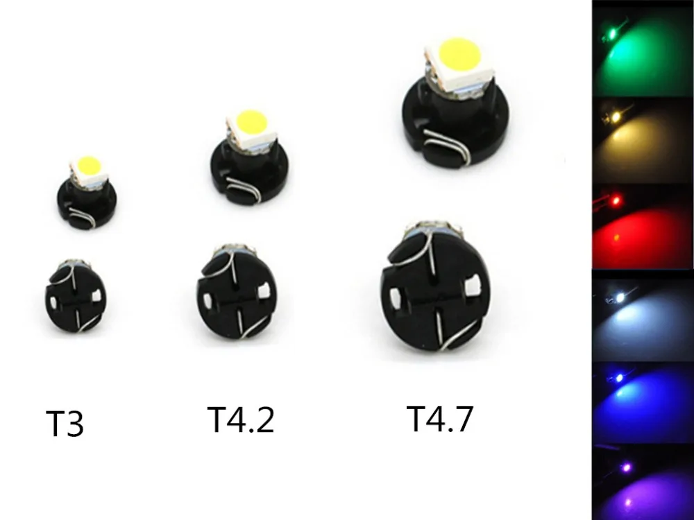 5 шт. светодиодный светильник T3 T4.2 T4.7 лампочка для инструмента T3 светодиодный красный T4. 2 синий T4.7 светодиодный часы светильник s светодиодный кондиционер светильник лампочка