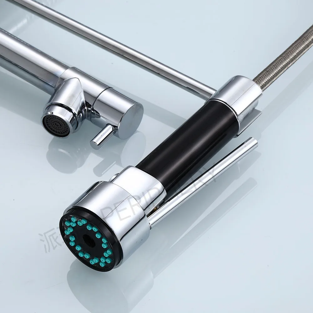 Dual Spouts 360 Swivel kitchen sink faucet Chrome Spring Pull Down Kitchen Faucet green Kitchen Mixer Crane Cold 2 Outlet Dual Spouts 360 Swivel kitchen sink faucet Chrome Spring Pull Down Kitchen Faucet green Kitchen Mixer Crane Cold 2 Outlet