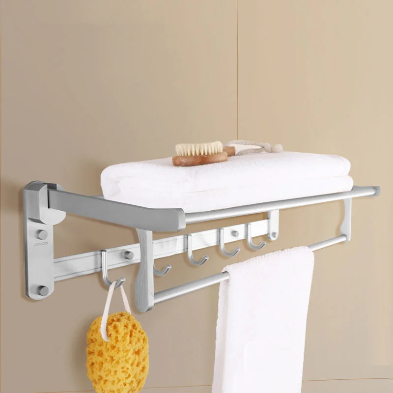 

Bathroom space aluminum towel bar towel rack folding padded towel rack punching hole rack hook pendant LO425342