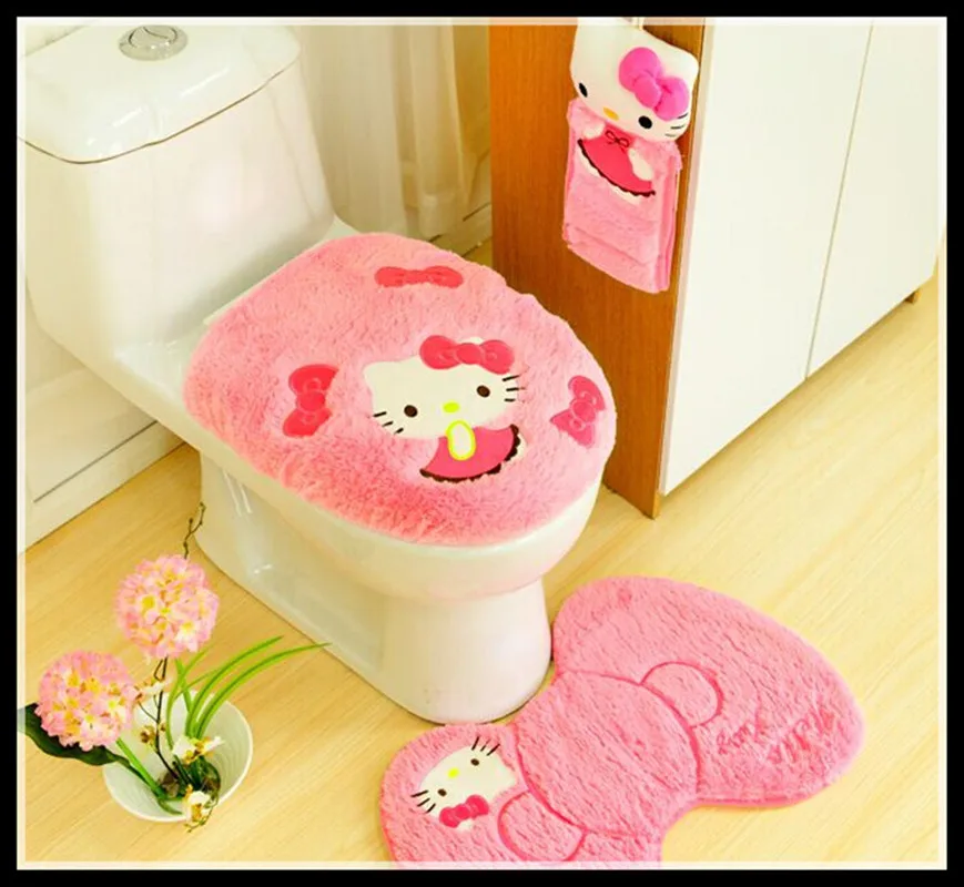 Plush cartoon Bathroom toilet seat cover pads fluffy soft toilet seat