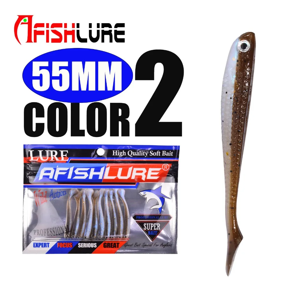 Afishlure Мягкая приманка для рыбы 55 мм 1,15 г мягкий прикорм рыболовства силикона бас гольян приманки Swimbaits Пластик приманки Рыбалка 10 шт./пакет