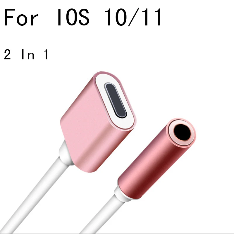 For Iphone Charging/Audio Adapter 2 in 1 Headphone Adapters 7 8 Plus X 3.5MM Earphone Splitter Support IOS 11 |