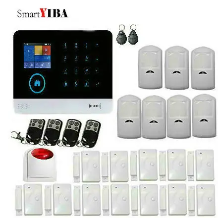 SmartYIBA 3G Security Home WIFI SMS Alarm System Smart House GPRS Alarm With Door Gap Motion Alam Sensor Strobe Siren Kits SmartYIBA 3G Security Home WIFI SMS Alarm System Smart House GPRS Alarm With Door Gap Motion Alam Sensor Strobe Siren Kits