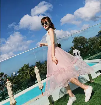 

Mesh skirt female summer 2018 new high waist slim and elegant fashion Laptop Streetwear skirt