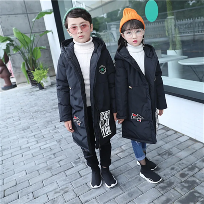 

2017 down long jacket for boys girls in autumn winter to keep warm children clothes coat fluff outwear baby kids winter clothes