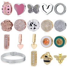 925 пробы Серебряный вечный Искрящийся зажим подвески, подходит для оригинального Pandora браслет reflexions, подарок для DIY ювелирных бусин