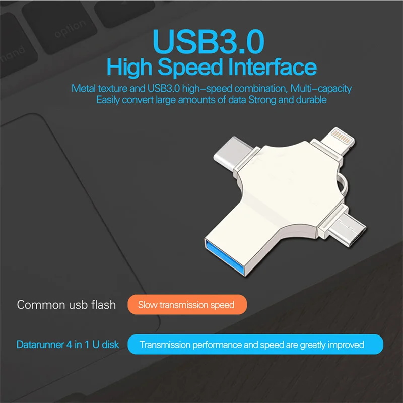 4 в 1 OTG USB флэш накопитель для iPhone/Type C/Micro Usb 3 0 16 ГБ 32 64 128 карта памяти|USB