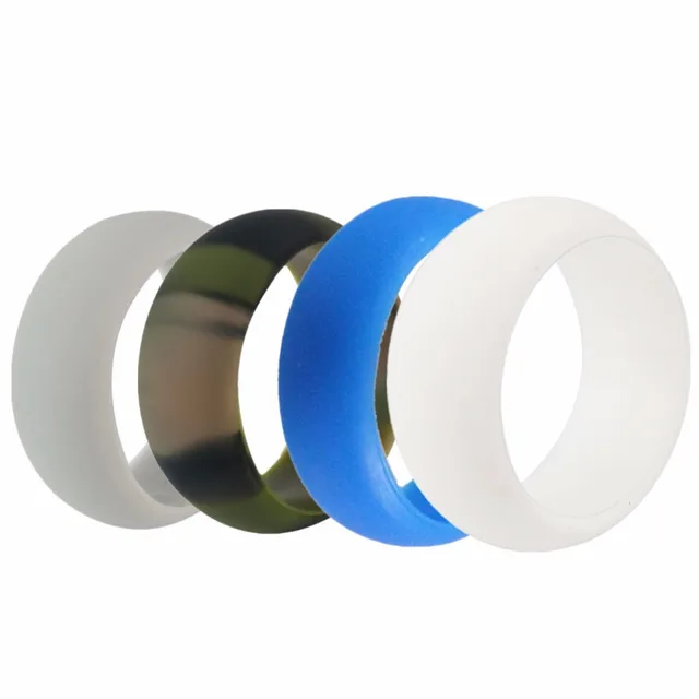 Silicone Rings for Men Wedding Bands Pack of 4 8 7mm Wide 2mm Thick Assorted Color