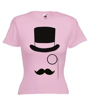 

TOP HAT MONOCLE MOUSTACHE on LADIES SKINNY FIT T-SHIRTS