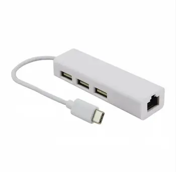 

3 Ports USB 3.0 HUB Type C To Ethernet LAN RJ45 Network Card Adapter for Macbook ThinkPad Samsung Laptop USB-C Type-c