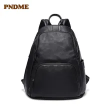 Large capacity male bag leather backpack leisure head layer leather large capacity black backpack backpack head backpack
