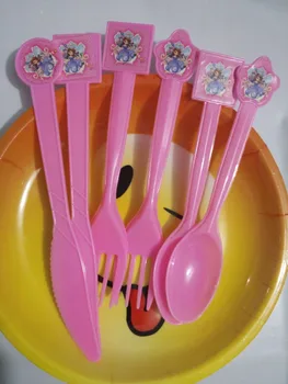 

New plastic knife,fork,spoon of Sofia princess, 60pcs of cutlery tableware for birthday,party,festive decoration