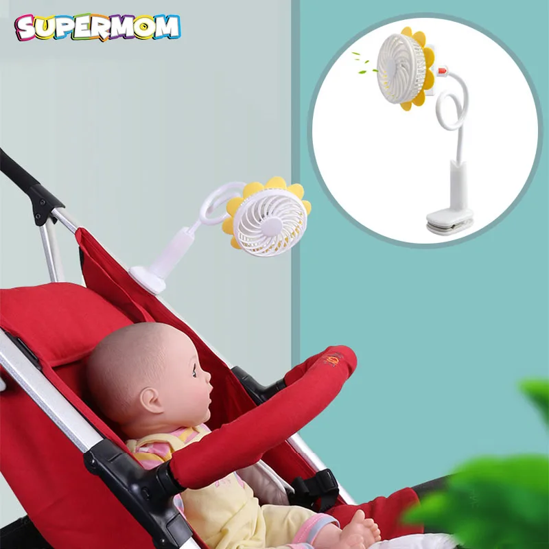 Baby Stroller Fan Portable Mini Clip Fan USB Rechargeable Adjustable