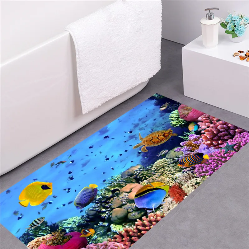 

3D Sea Underwater Floor Stickers Dolphin Wall Stickers Beach Wallpapers Home Decor Creative Sea Fish Animals on Floor Waterproof
