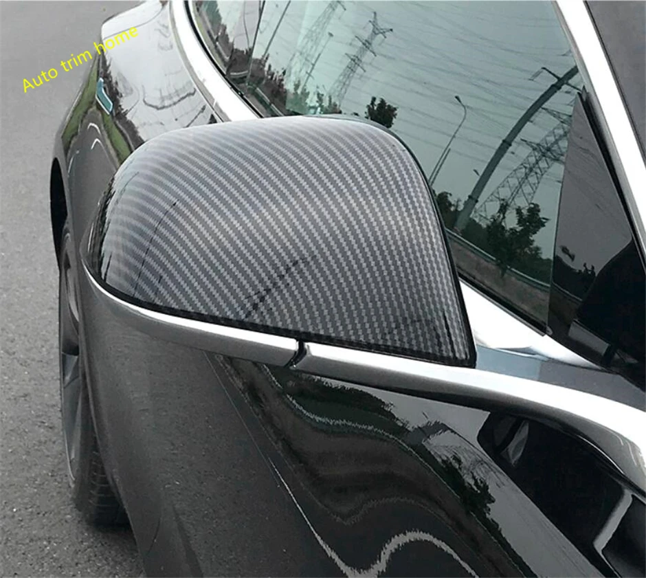 

Lapetus Outside Rearview Mirror Protection Cover Trim Chrome Carbon Fiber ABS Fit For Tesla Model 3 2018 2019