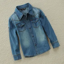 Весна, рубашка для мальчиков, детские джинсовые рубашки с длинными рукавами, летняя одежда с короткими рукавами