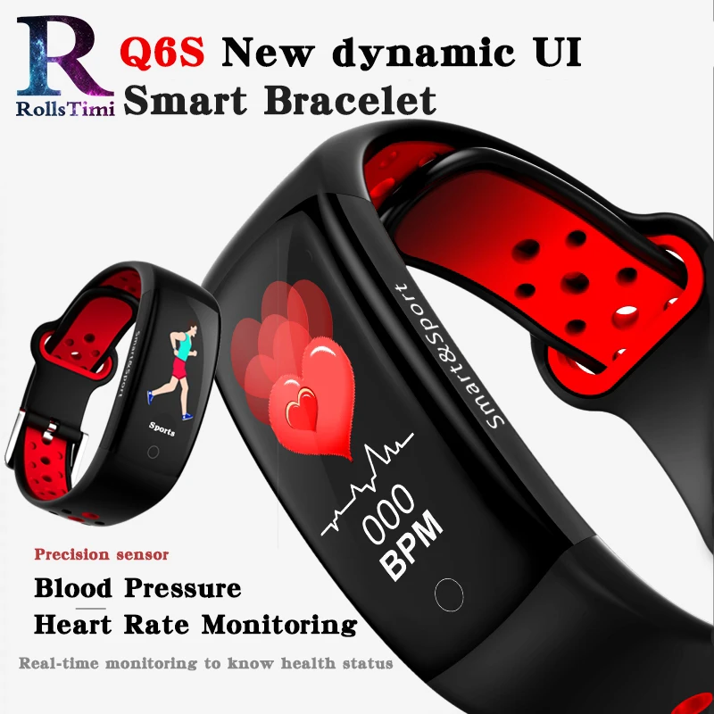 

RollsTimi 3D Dynamic UI Smart Bracelet IOS Waterproof Heart Rate Monitor Casual Smart Fitness band Stop Watch Sport Wristband