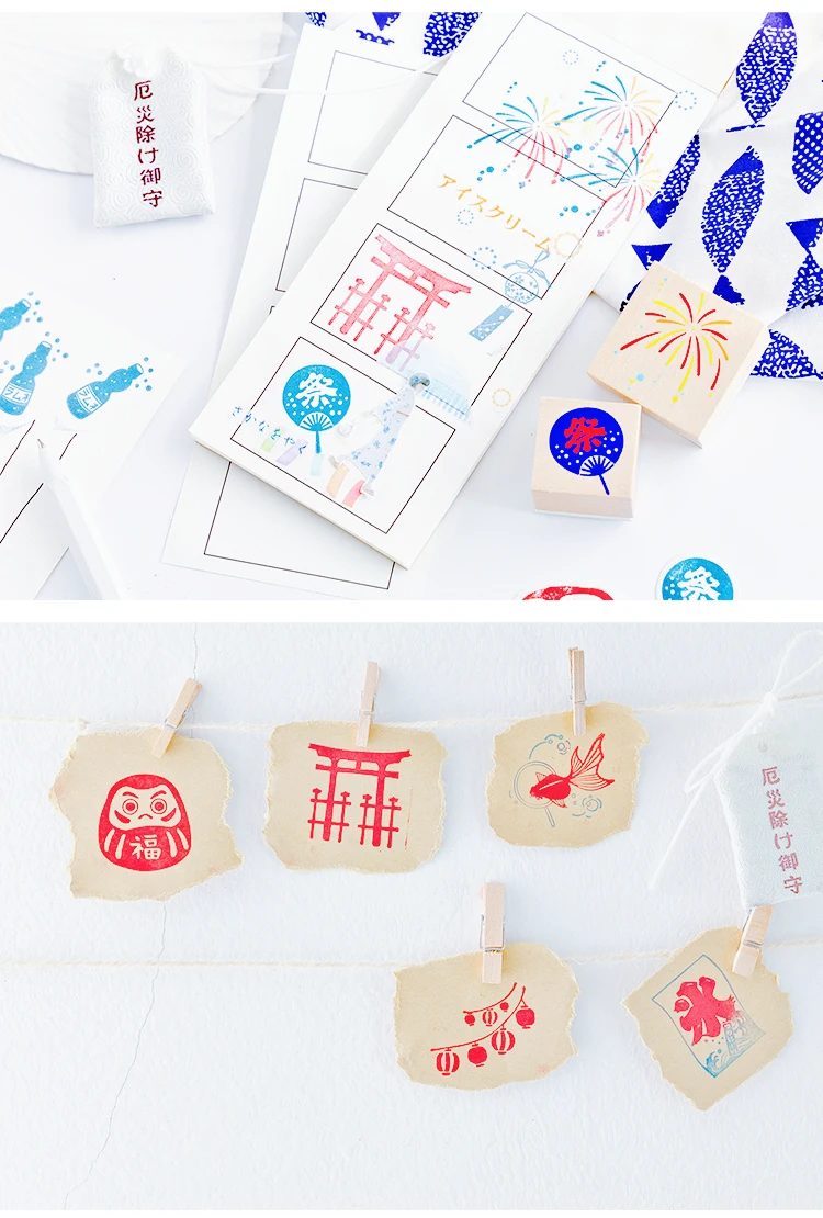 Винтажный летний японский стиль Diy украшения деревянные и резиновые штампы для дневника штампы для скрапбукинга Стандартный штамп