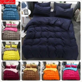 

Navy Blue Pure Plain Colour 3pcs/4pcs Bedding Sets Kids Child Soft Cotton Bed Linen Single Twin Queen King Size Duvet Cover 2.2m