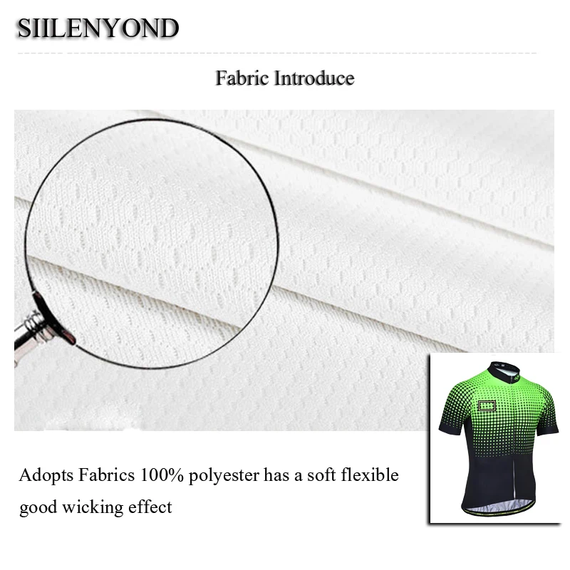 Siilenyond Cycling Jersey Set Men Flour Green Ropa Ciclismo Anti-UV MTB Bicycle Clothing Suit Mountain Bike Clothes Set Maillot